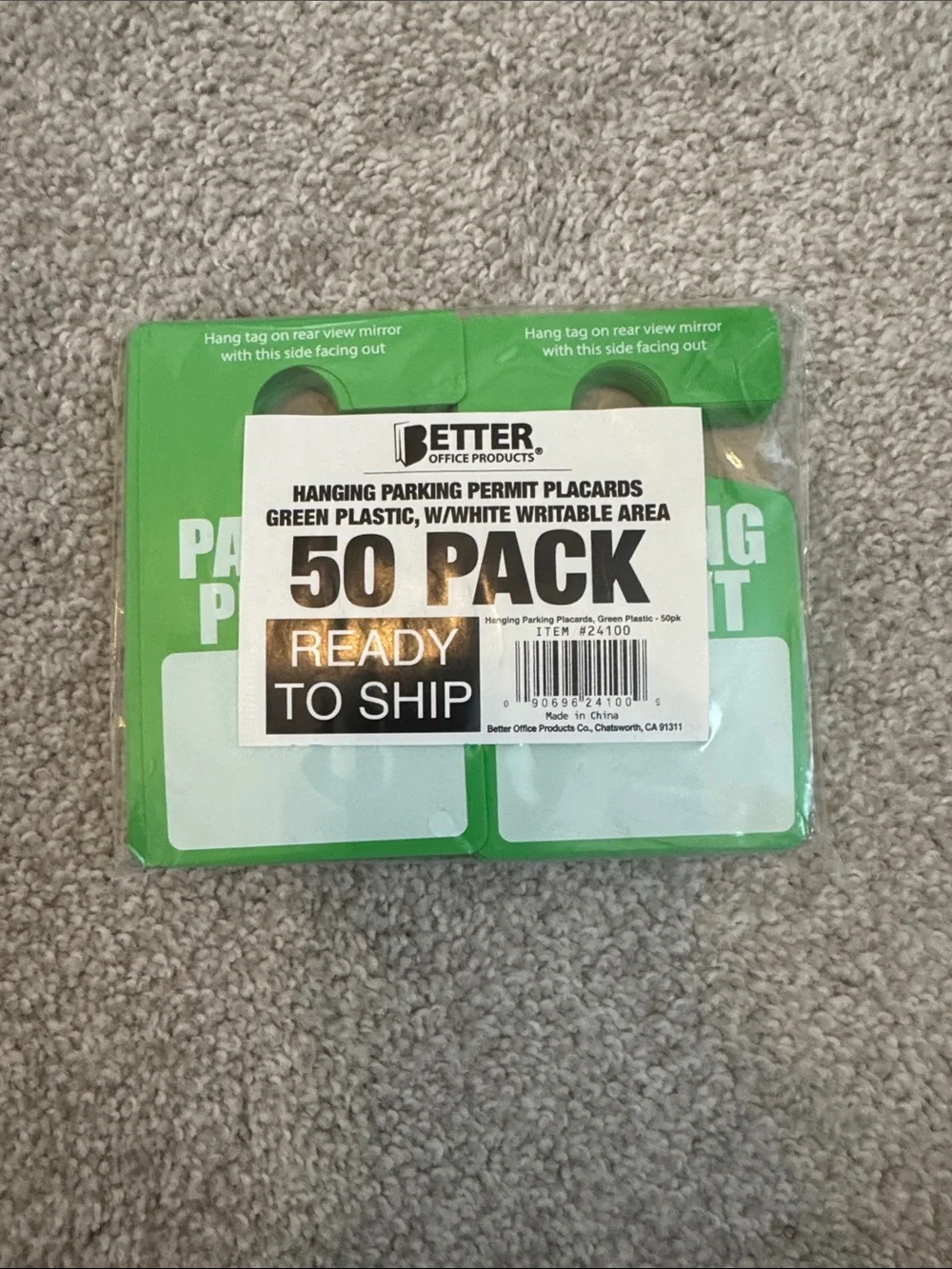Green Hanging Parking Permit Tags - 50 Pack